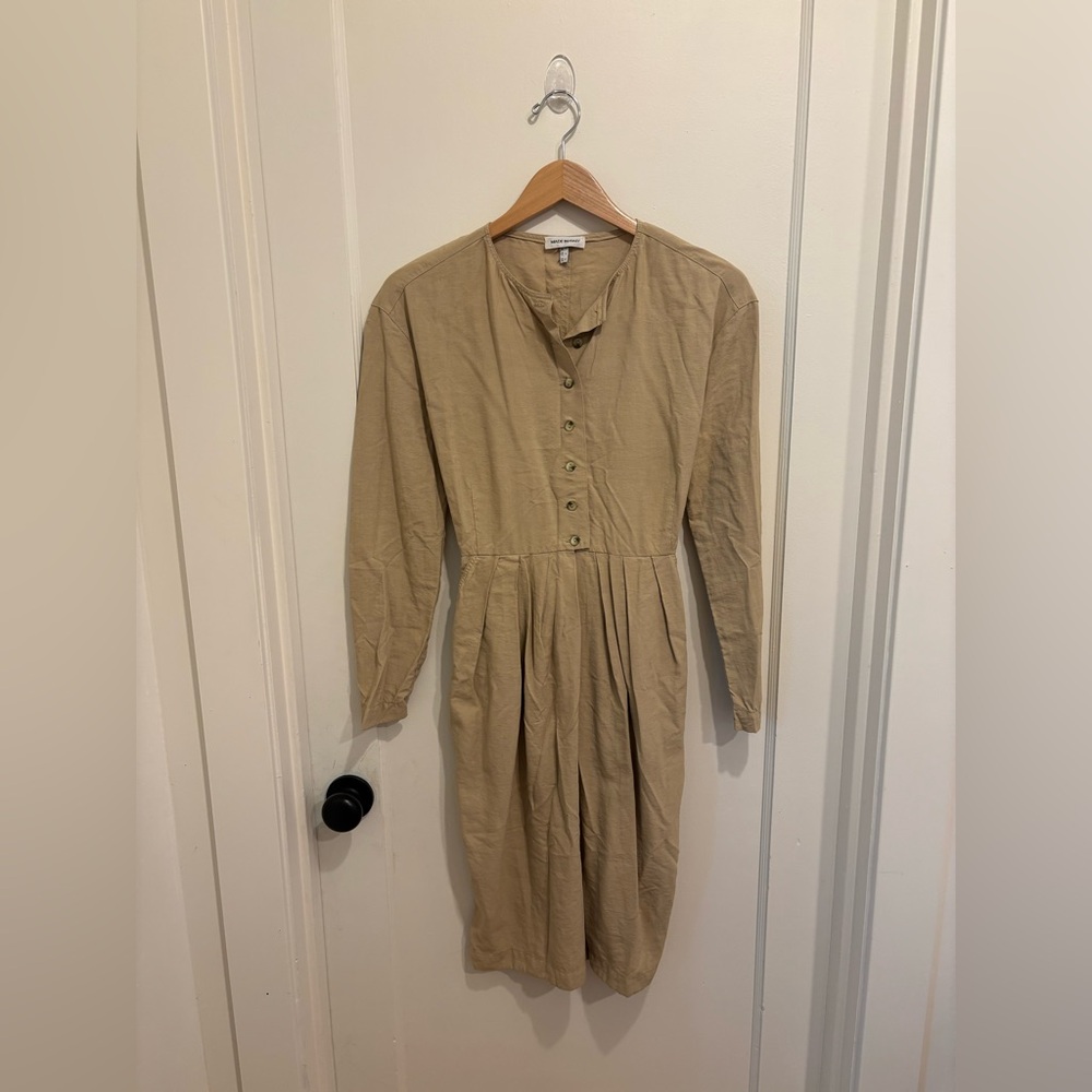 Made in Italy Elegant Tan Button-Up Dress 10